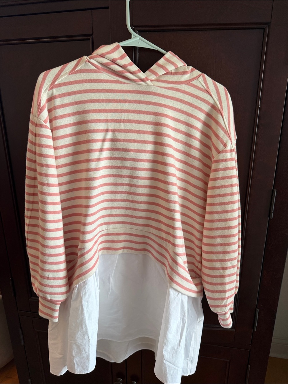 Pilcro Pink & White Striped Hooded mini dress
